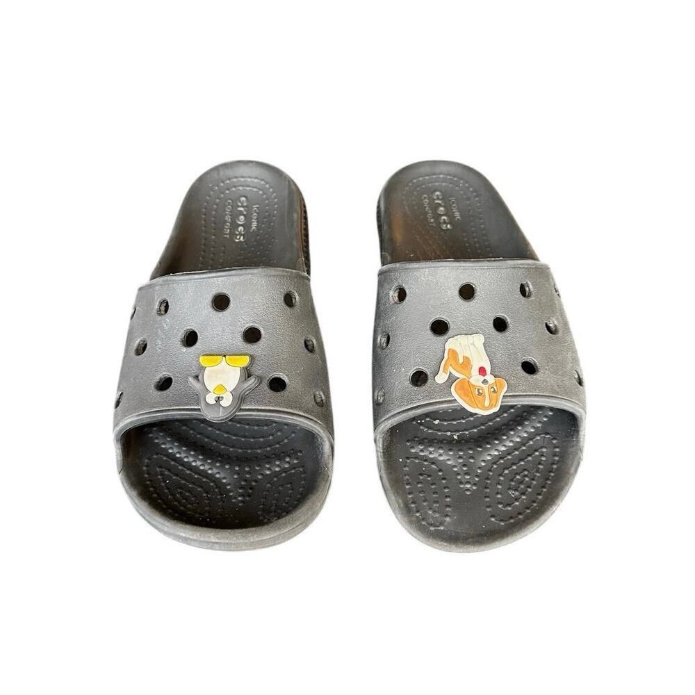 Crocs Kids Classic Crocs Slides Size 1 Black With Charms